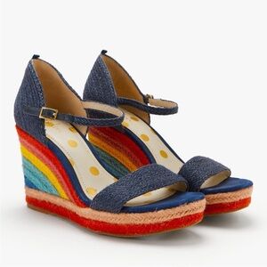 BODEN Lily Rainbow Stripe Espadrille Wedge